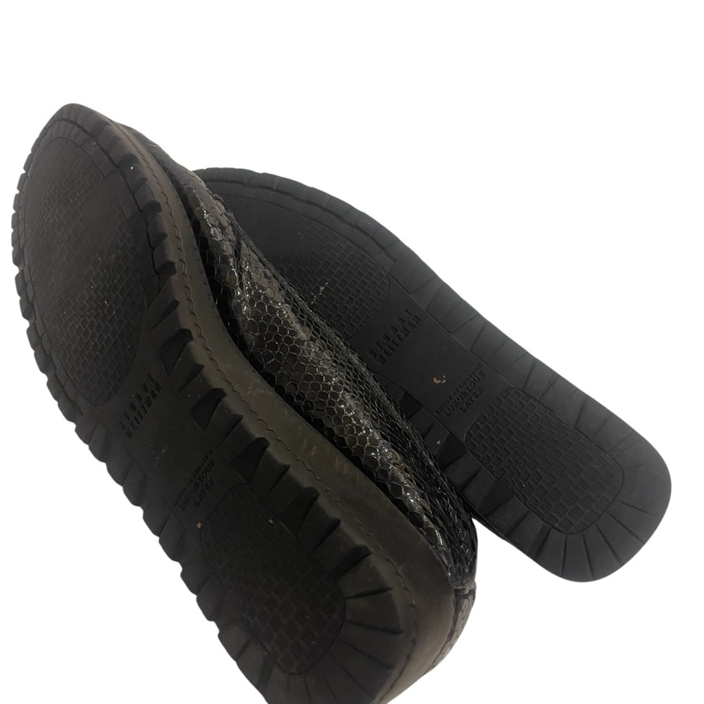 Stuart Weitzman Glossy Black Snakeskin Textured Loafers Shoes - Picture 6 of 7